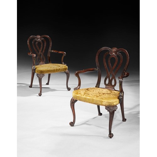 A PAIR OF GEORGE III MAHOGANY ARMCHAIRS